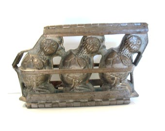 Moule à chocolat vintage ANTON REICHE GERMANY en métal à charnière, motif poussins de Pâques