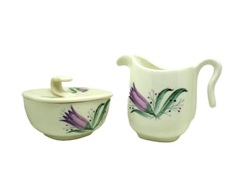 Vintage FLAIR By SALEM DUBONNET Porcelain Sugar Creamer Container Set Flower Tulip