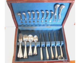 Vintage Cooper Bros QUEEIN ANNE Pattern Sheffield England EP Ai Silverware Set 47 Piece