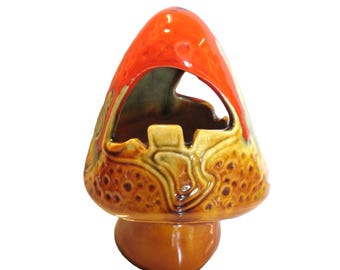 Bougeoir champignon en céramique émaillée vintage Maddux California, style milieu du siècle