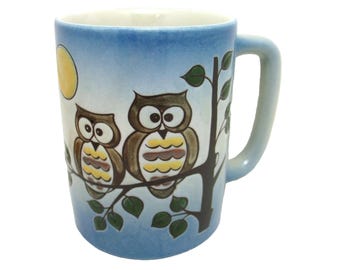 VTG Owl Mug Coffee Cup Teacup Mid Century Modern Retro Drinkware OTAGIRI JAPAN