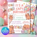 Editable Capybara Birthday Invitation, Cute Kawaii Animal Party Invite, Pastel Capy Birthday Template, Kids Canva Invite, Instant Download product logo