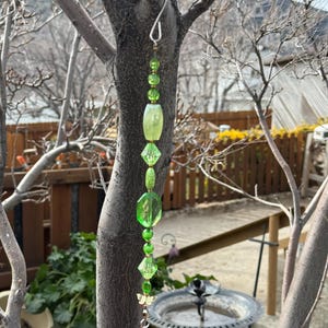 Handcrafted Beaded Plant Hanger | Garden Decor, Bird Feeder Hanger C - Apple Green