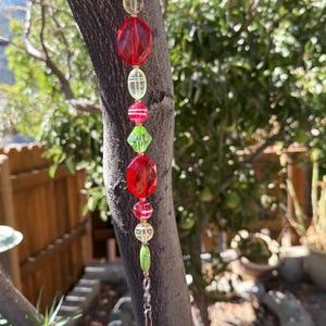 Handcrafted Beaded Plant Hanger | Garden Decor, Bird Feeder Hanger F - Candy Cane