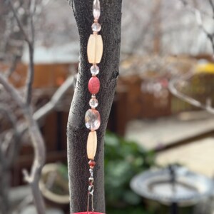 Handcrafted Beaded Plant Hanger | Garden Decor, Bird Feeder Hanger J - Salmon Pink