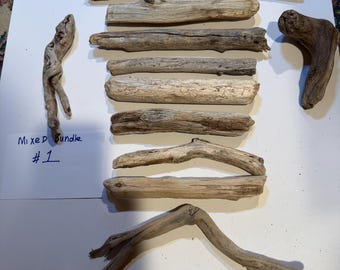 Natural Beach Driftwood Bundles - Mixed Bundle for Crafts | Coastal Decor, DIY Projects | Rustic Wedding Decor and Suncatchers
