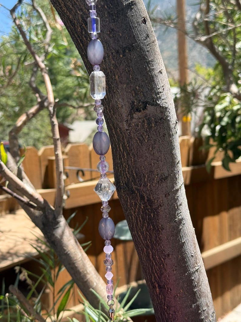 Handcrafted Beaded Plant Hanger | Garden Decor, Bird Feeder Hanger I - Lilac Treasure