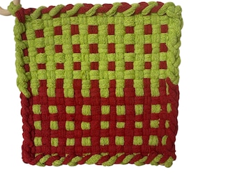 6” Handwoven Cotton Potholder Rustic Hearth & Loom Hot Pad