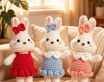 Handmade Crochet Bunny Doll | Soft Amigurumi Rabbit Plush Toy, Nursery Decor