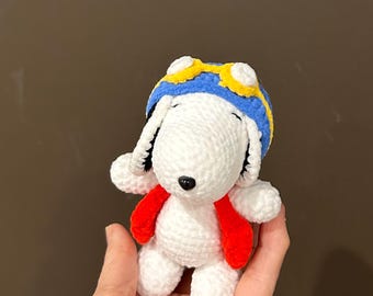 6 "Handgefertigte Häkelarbeit weißer Welpe Puppe, Wintermütze & rote Jacke Amigurumi, niedliches Geschenk Plüsch
