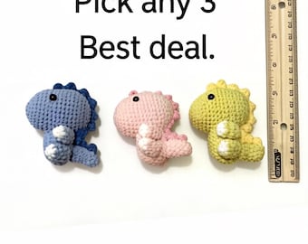 Handmade Crochet Dinosaur Plush – Amigurumi Dino Toy, Kawaii Small Plush, Kids Gift
