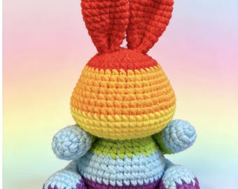 4” Handmade Crochet Rainbow Plush • Bunny-Ear Amigurumi Doll