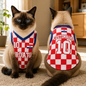 Personlig Kroatien Fotbollströja för Hundar och Katter, Kroatien Fotbollströja, Söt Valpsportkläder, Present till Husdjursälskare bild 3