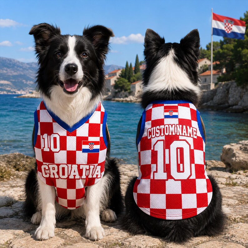 Personlig Kroatien Fotbollströja för Hundar och Katter, Kroatien Fotbollströja, Söt Valpsportkläder, Present till Husdjursälskare bild 9