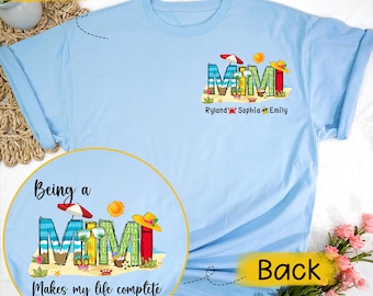 Personalisierte Mimi Sommer Strand T-Shirt, Enkel Geschenk, Muttertag T-Shirt