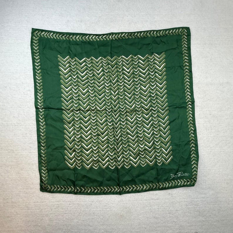 Bufanda de mezcla de seda Echo Young Pendleton con estampado de chevrón verde, estilo vintage, moderno y preppy, de estilo academia oscura. imagen 6