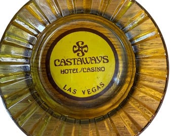 Cinzeiro de vidro vintage colecionável do Castaways Hotel/Casino Las Vegas