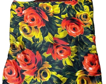 Bolso tote plegable VTG con asa de lucita floral, bolso de mano estilo boho retro floral
