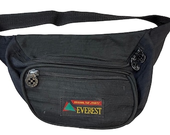 Torba biodrowa Everest Vintage Black Nylon z 3 kieszeniami, oryginalna, sportowa