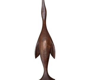 ヴィンテージ風の木製彫刻、鶴、アヒル、ペンギンの手作り装飾品