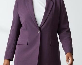 Talbots Purple 100% Silk Blazer Jacket Womens 12 Professional quiet luxury
