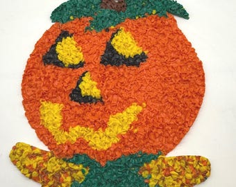 Decoración de pared vintage para colgar en la pared: calabaza de plástico estilo Halloween, palomitas de maíz.