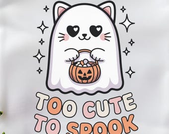 Kawaii Geist Katze Halloween T-Shirt, Spooky Saison Tee