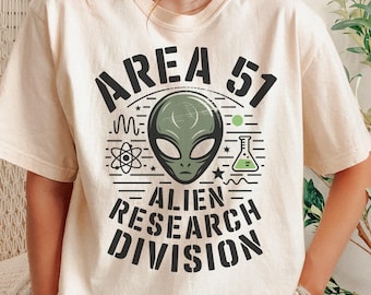 Area 51 Alien Research T-Shirt: Comfort Colors Sci-Fi Tee