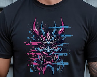 Shirt Glitch Vejigante-masker | Moderne folklore uit Puerto Rico | Boricua-streetwear