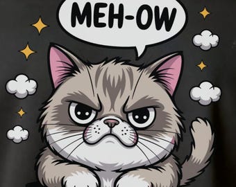 Funny Grumpy Cat T-Shirt: MEH-OW Graphic Tee