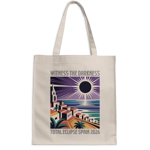 Bolso tote para el eclipse total de España 2026, bolso de hombro de viaje Art Déco Celestial