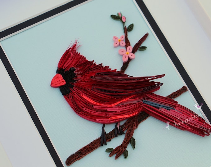 Cardinal Paper Quilling Bird Arthandmade Paper Quilled Birds Etsy