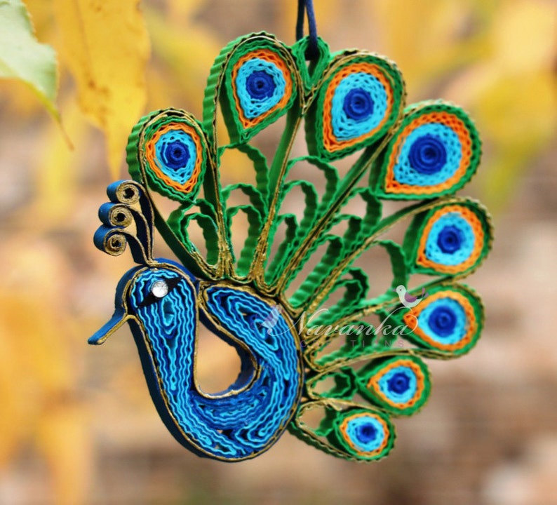 Peacock Paper Quilling Ornament in a gift box , Peacock home decor bird lover gift, Wedding, Mothers Day Keepsake, Christmas Ornament, Thank