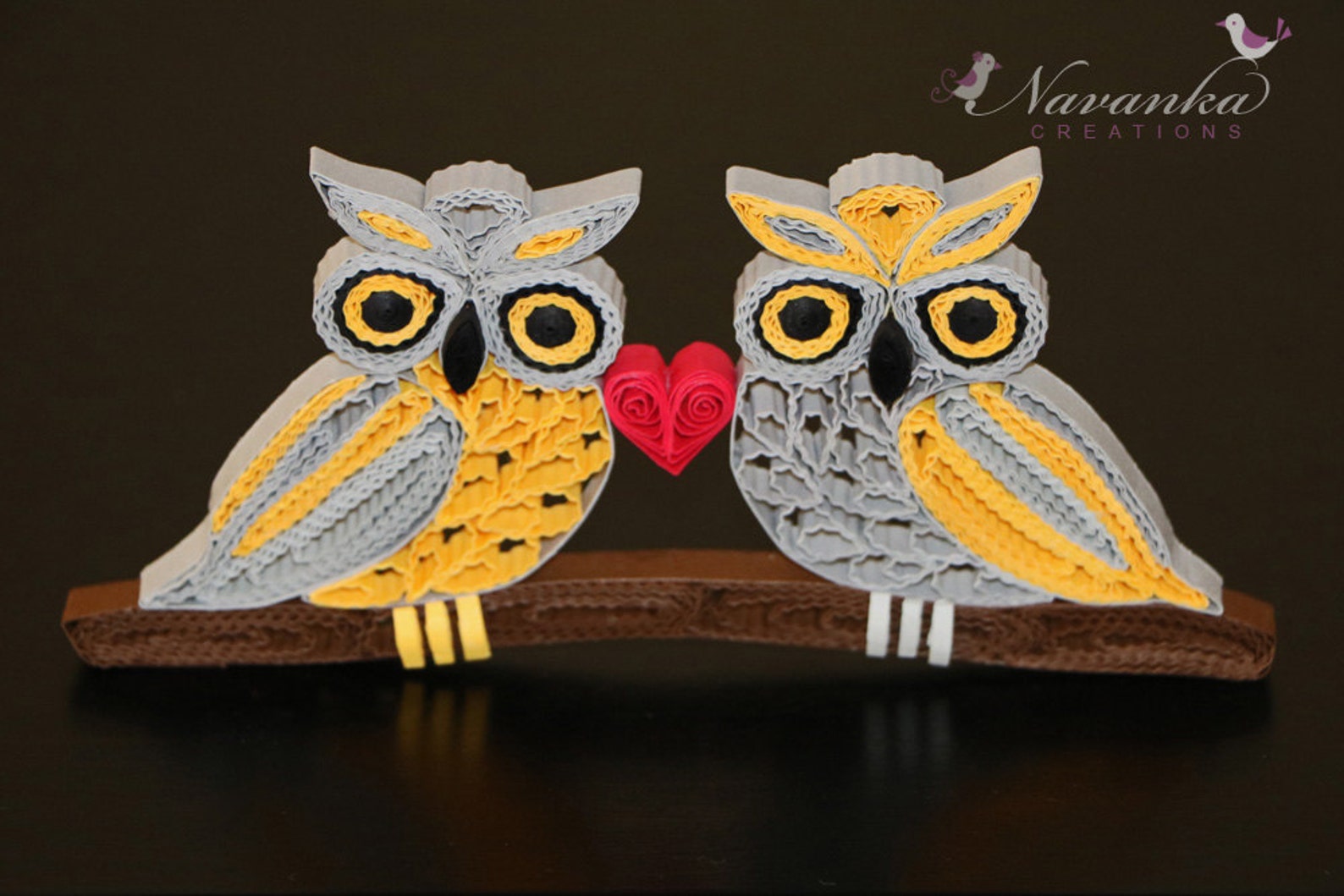 Paper Quilling Owls on a branch Together Forever Paper Etsy