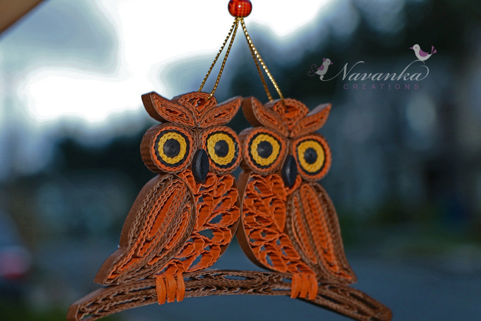 Paper Quilling Owls on a branch in a gift box OWL love you Etsy