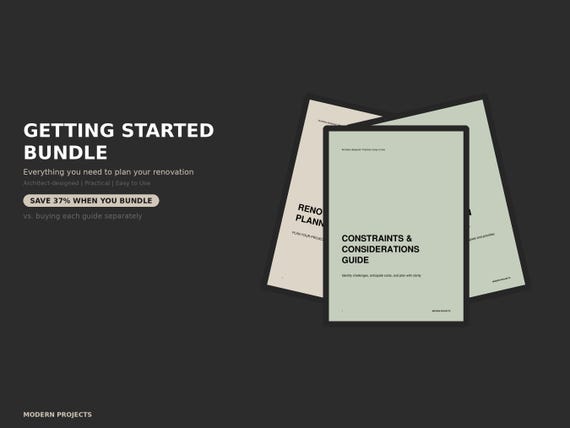 Getting Started Bundle | Renovation Planning Toolkit + Brief Workbook + Constraints Guide