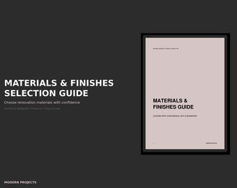 Materials & Finishes Guide | Renovation Material Planner | Digital PDF + Excel | Architect-Designed | Home Renovation
