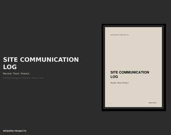 Site Communication Log | Renovation Contractor Records Template | Digital PDF | Architect-Designed
