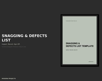 Snagging & Defects List Template | Renovation Punch List | Digital PDF | Architect-Designed