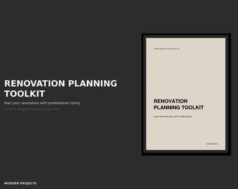 Renovation Planning Toolkit | Budget Tracker & Timeline | Digital PDF + Excel | Architect-Designed | Home Renovation
