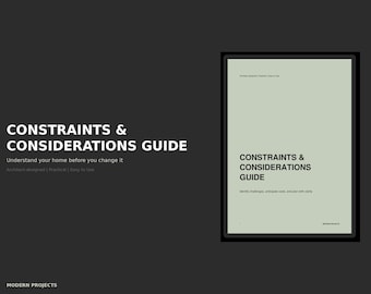 Constraints & Considerations Guide | Home Assessment Workbook | Digital PDF | Architect-Designed | Renovation Planner