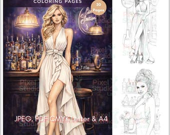 30 Night Club Queen Coloring Pages I JPEG, PDF CYMK Letter & A4
