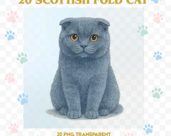 スコティッシュフォールドの水彩猫のイラストグラフィック - 商用利用