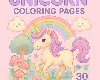 30 Unicorn Coloring Pages – Printable Sheets | A4 & Letter | PDF CMYK | Commercial Use