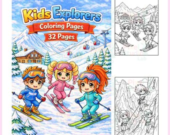 32 Kids Explorer Coloring Page, Digital Download