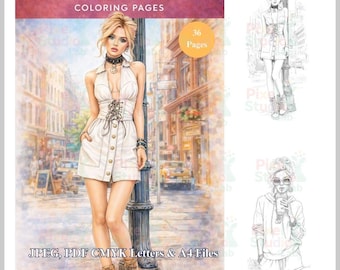 36 Wild Spirit Chic Coloring Page I JPEG, PDF CMYK Letter & A4