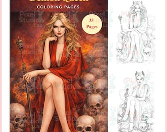 33 Demon Queen Adult Coloring Page I JPEG, PDF Letter & A4