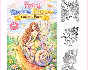 25 Fairy Spring Easter Coloring Page (Digital Download)