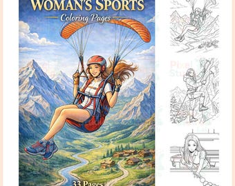 33 Woman's Sports Coloring Pages, Digital Download