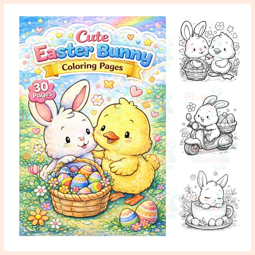 30 Easter Bunny Coloring Pages for Kids (digital Download) - Etsy Australia